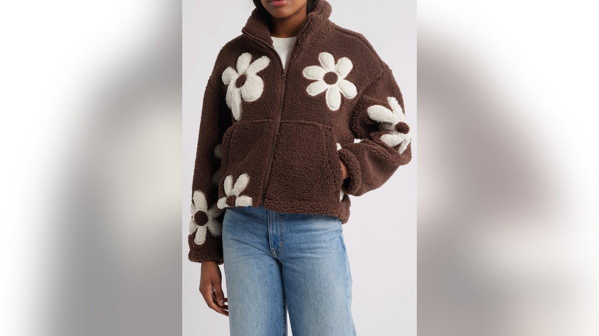 Floral and fleece makes winter layering fun.