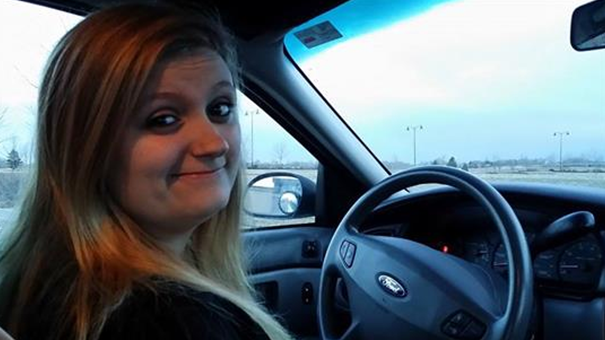 Jasmine Faith Carpio behind wheel of car