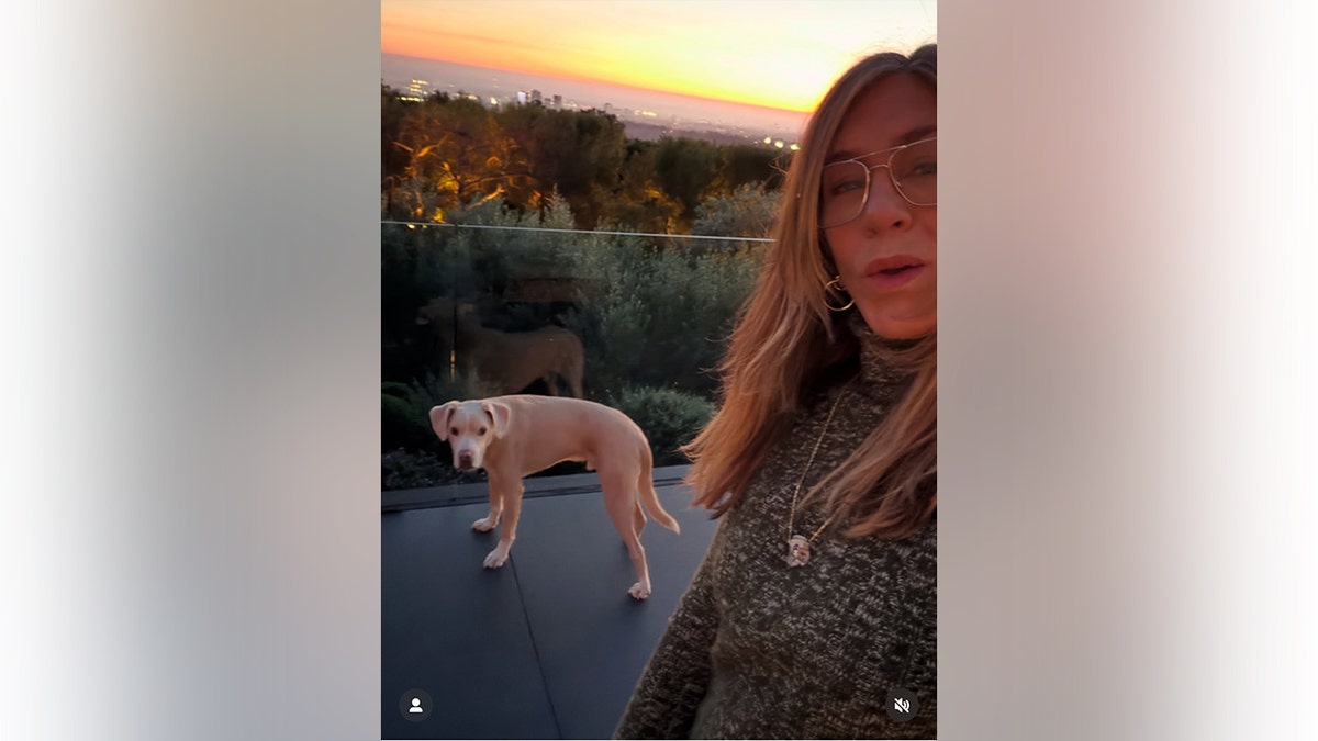 Jennifer Aniston with her dog 
