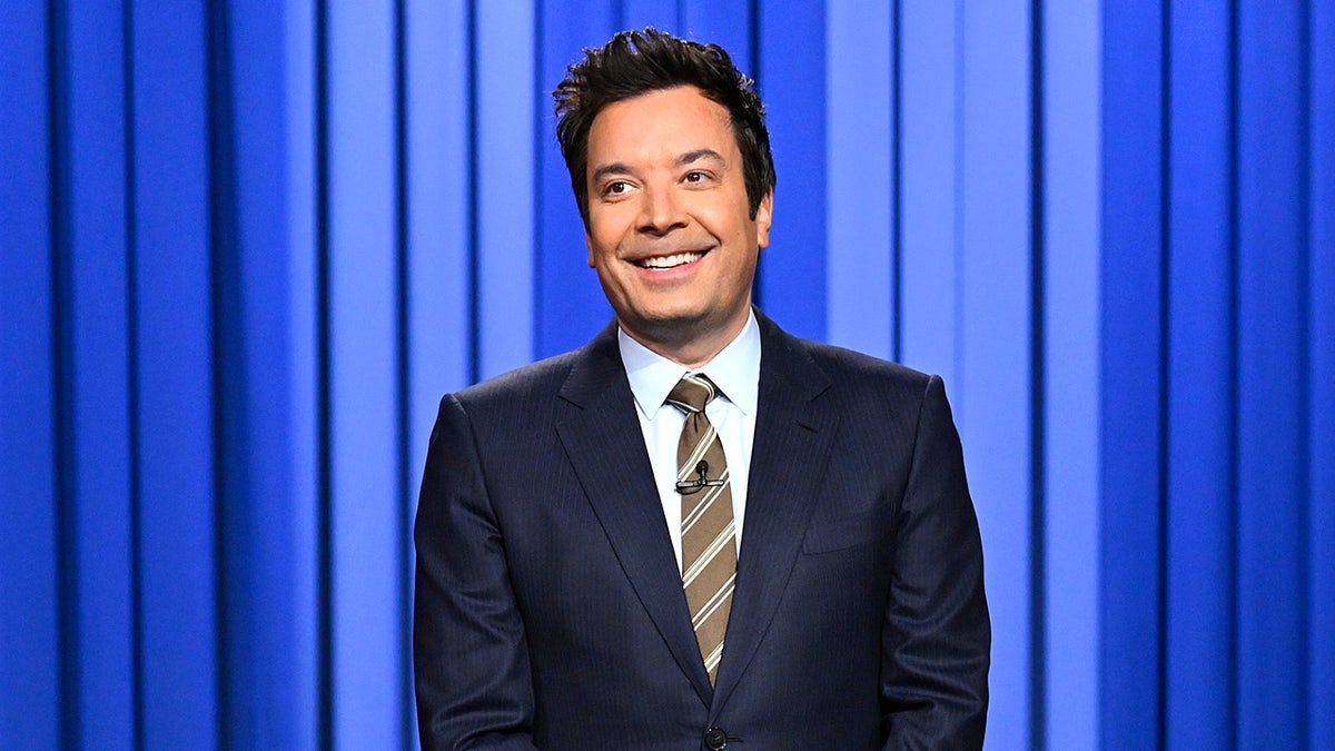Jimmy Fallon stands onstage delivering the opening monologue on 'The Tonight Show.'