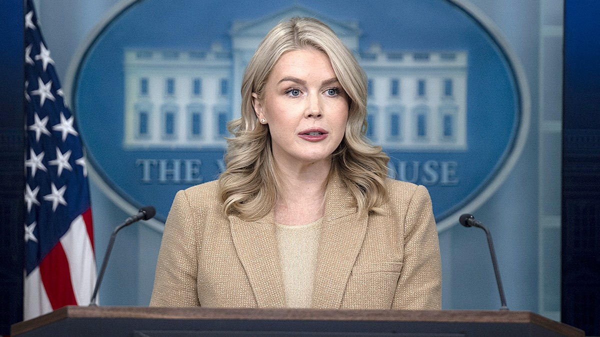 White House Press Secretary Karoline Leavitt speaks during a press briefing at the White House.
