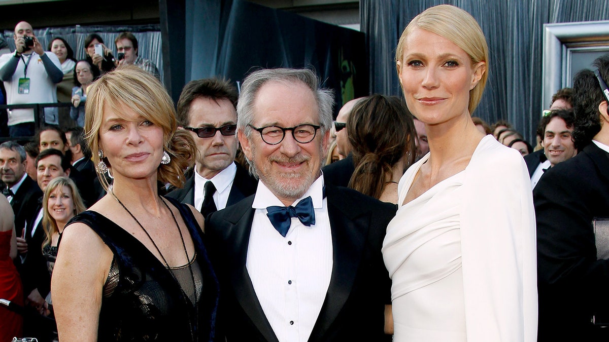 Kate Capshaw, Steven Spielberg, and Gwyneth Paltrow arrive together on the red carpet at the 84th Annual Academy Awards in Hollywood.
