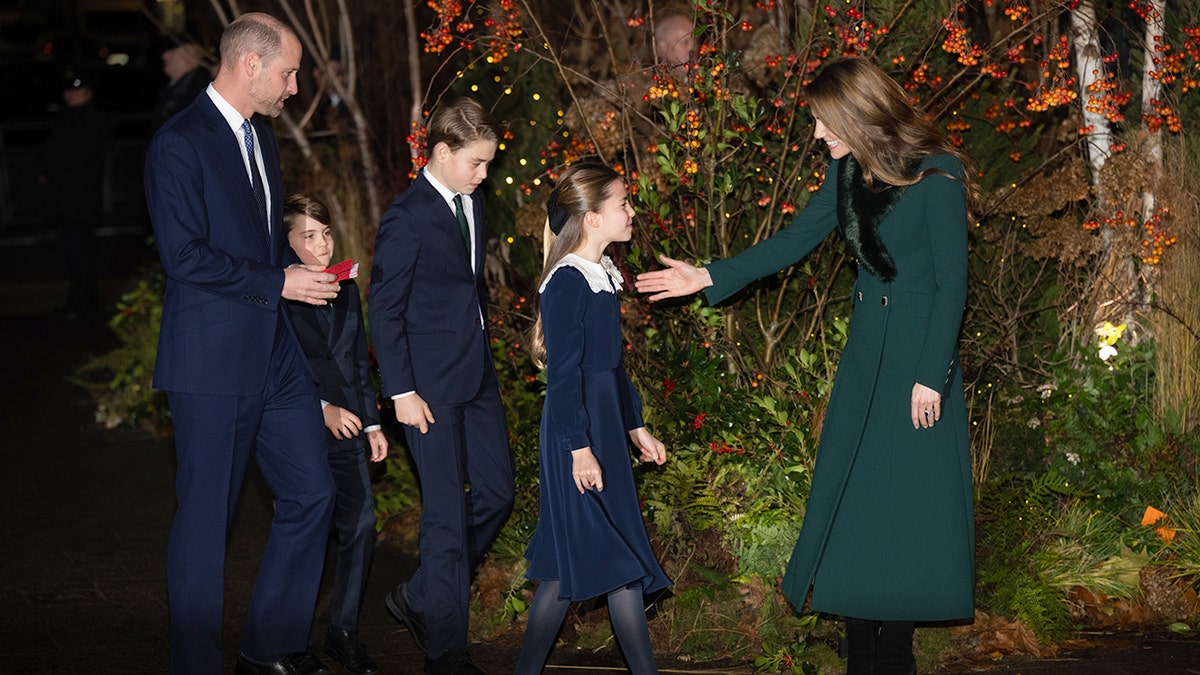 Prince William, Prince Louis, Prince George, Princess Charlotte and Princess Kate on Dec. 5 at the "Together At Christmas" carol service at Westminster Abbey