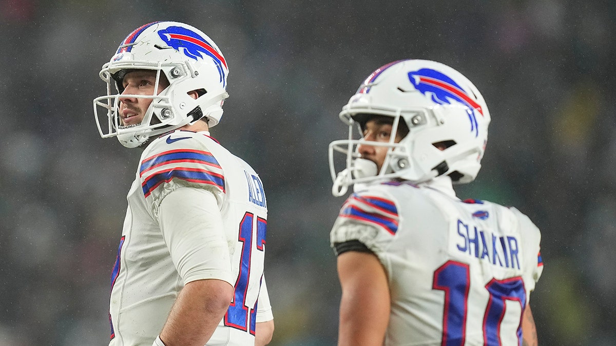 Josh Allen and Khalil Shakir look up