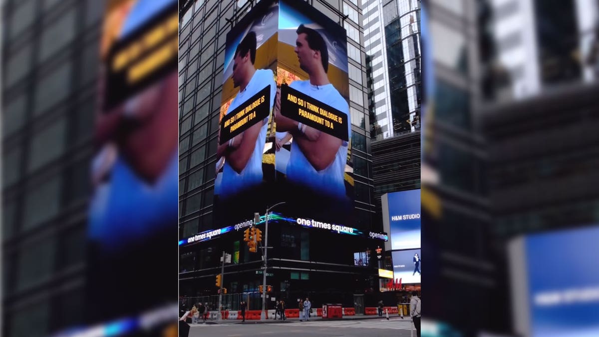 Turning Point USA places Times Square ad for upcoming AmericaFest 2025 at george magazine