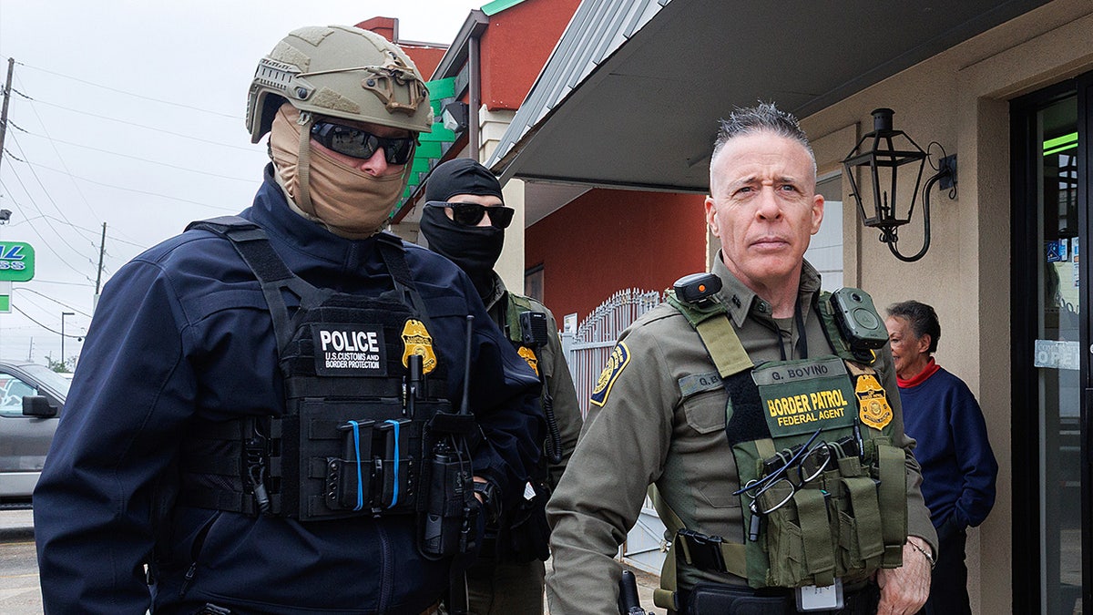 Border Patrol Commander Gregory Bovino stands outdoors in Kenner, Jefferson Parish, during "Operation Catahoula Crunch."