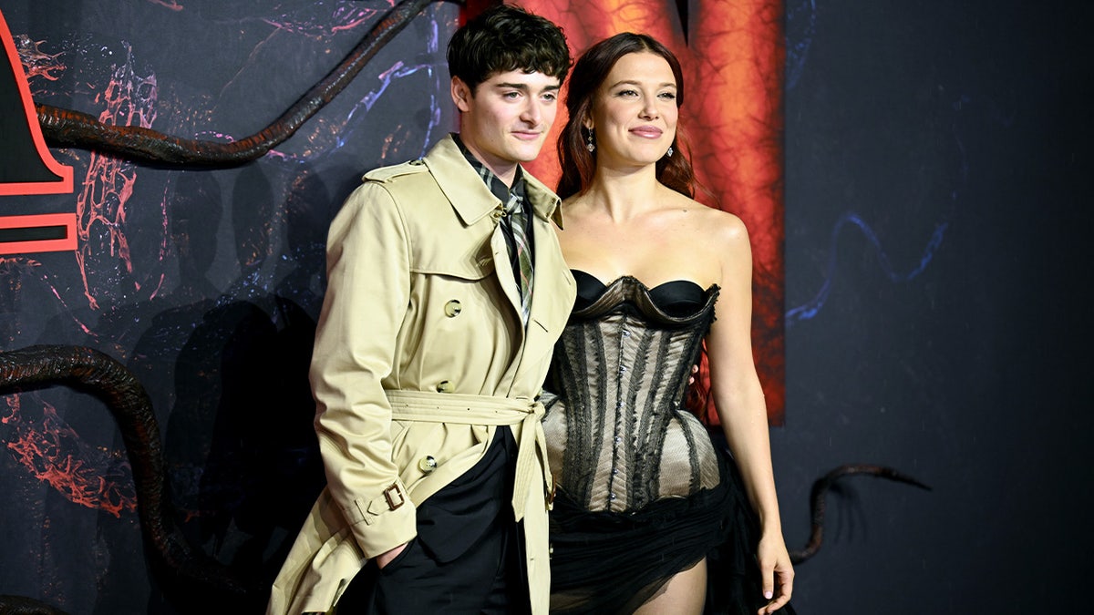 Noah Schnapp and Millie Bobby Brown on the red carpet