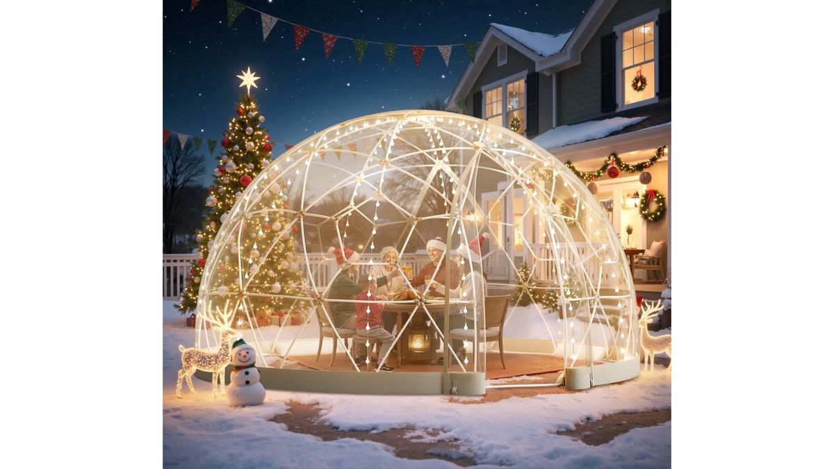 This Instagram worthy clear patio dome traps heat and blocks the wind.