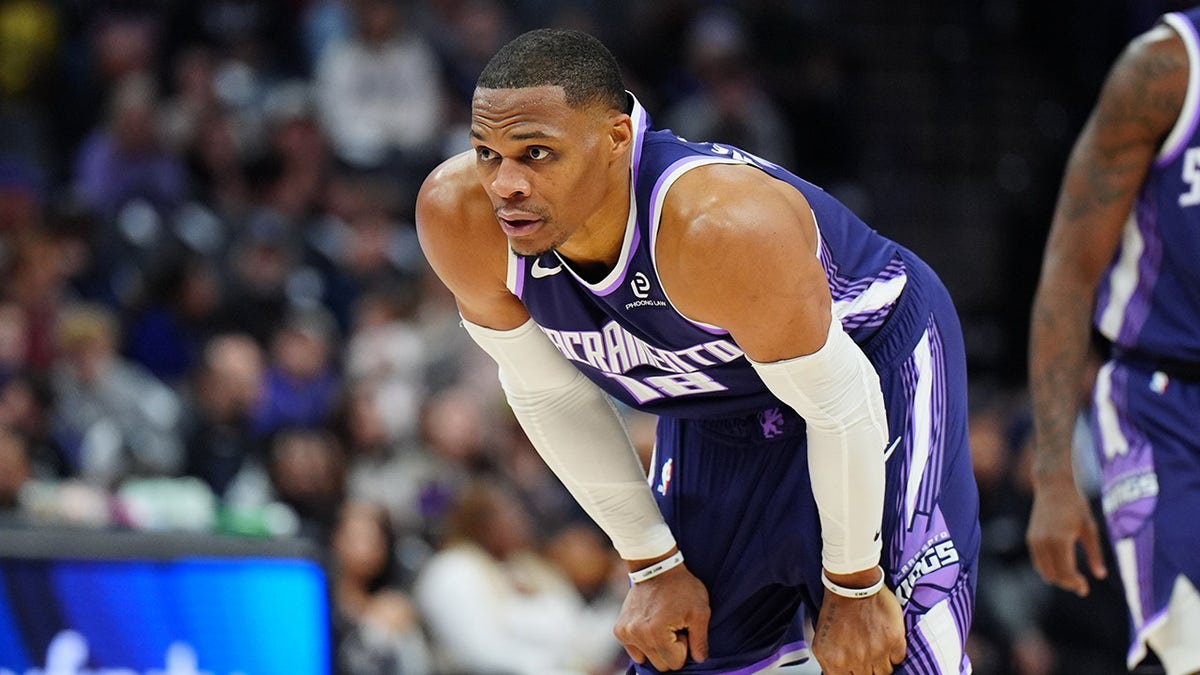 Russell Westbrook looks on