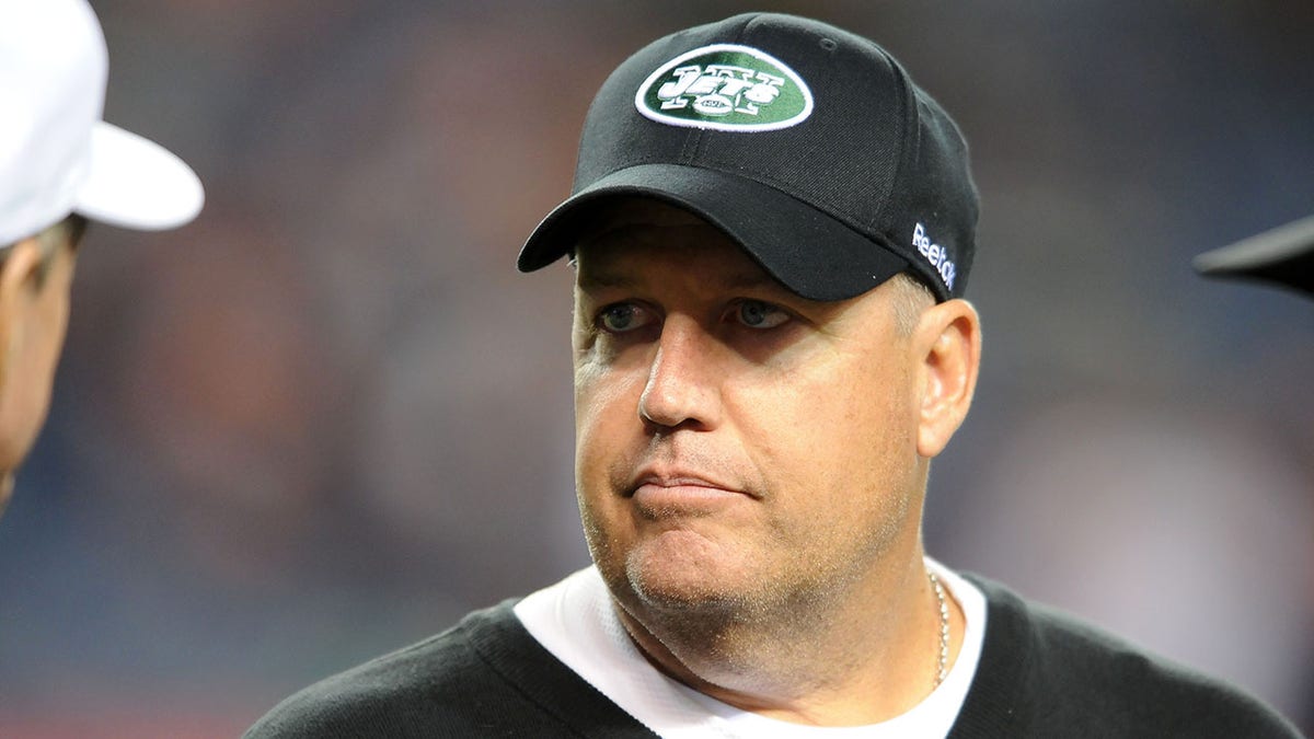 Rex Ryan coaches for the Jets