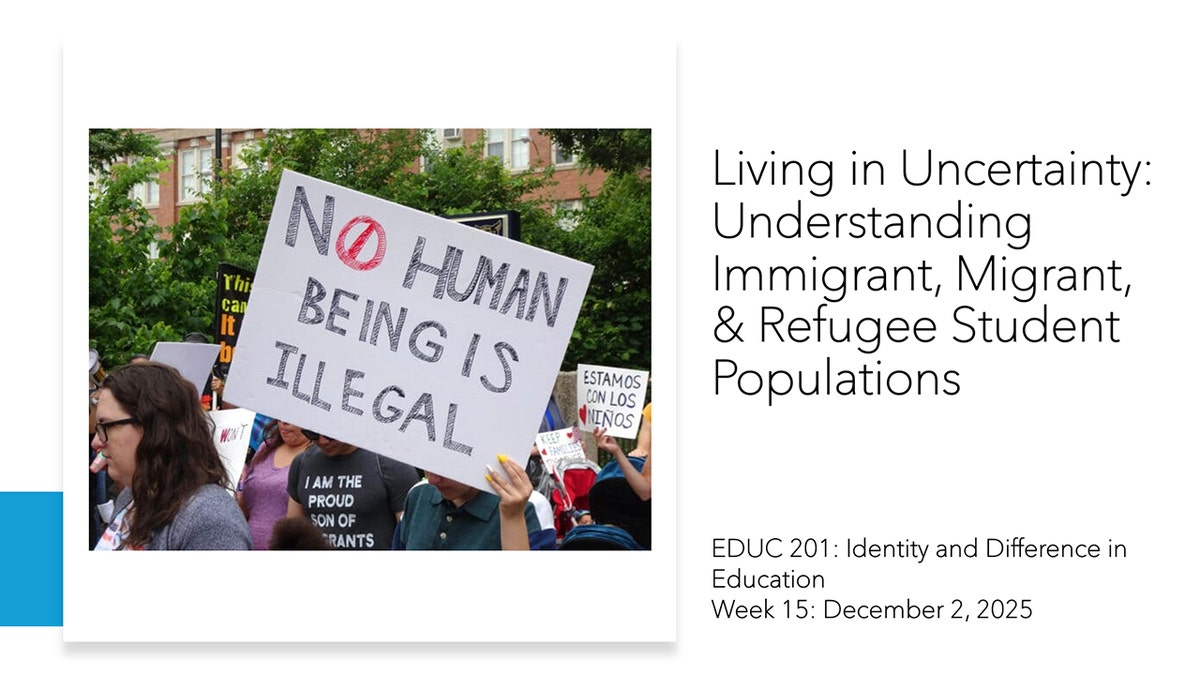 Slide from college lecture says no human being is illegal