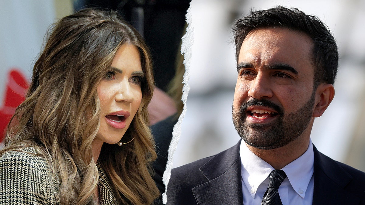 A split shows Noem and Mamdani