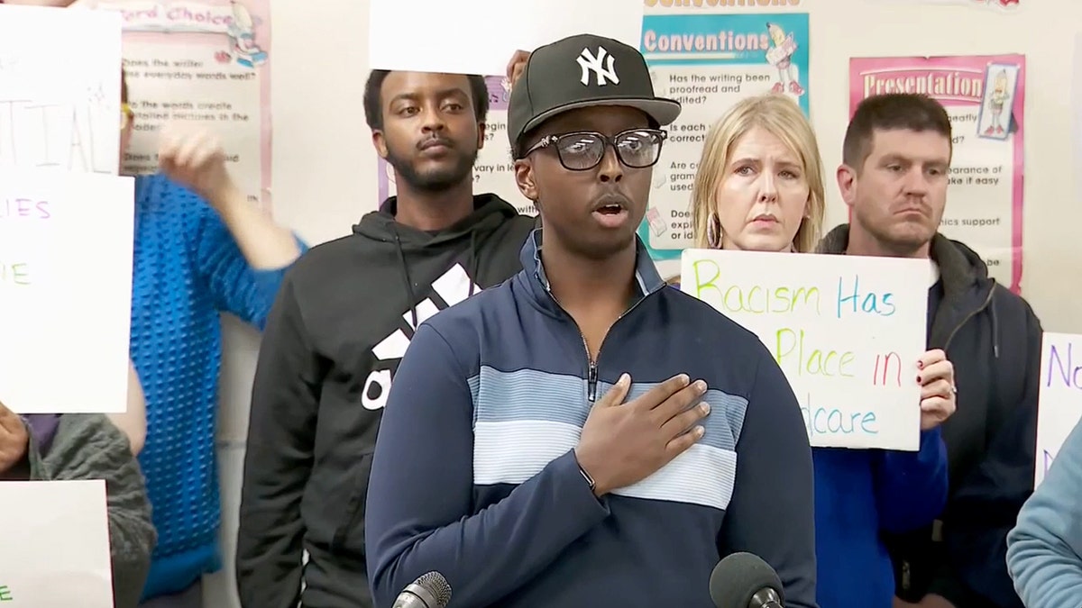 Nokomis Daycare Center manager speaks at a press conference