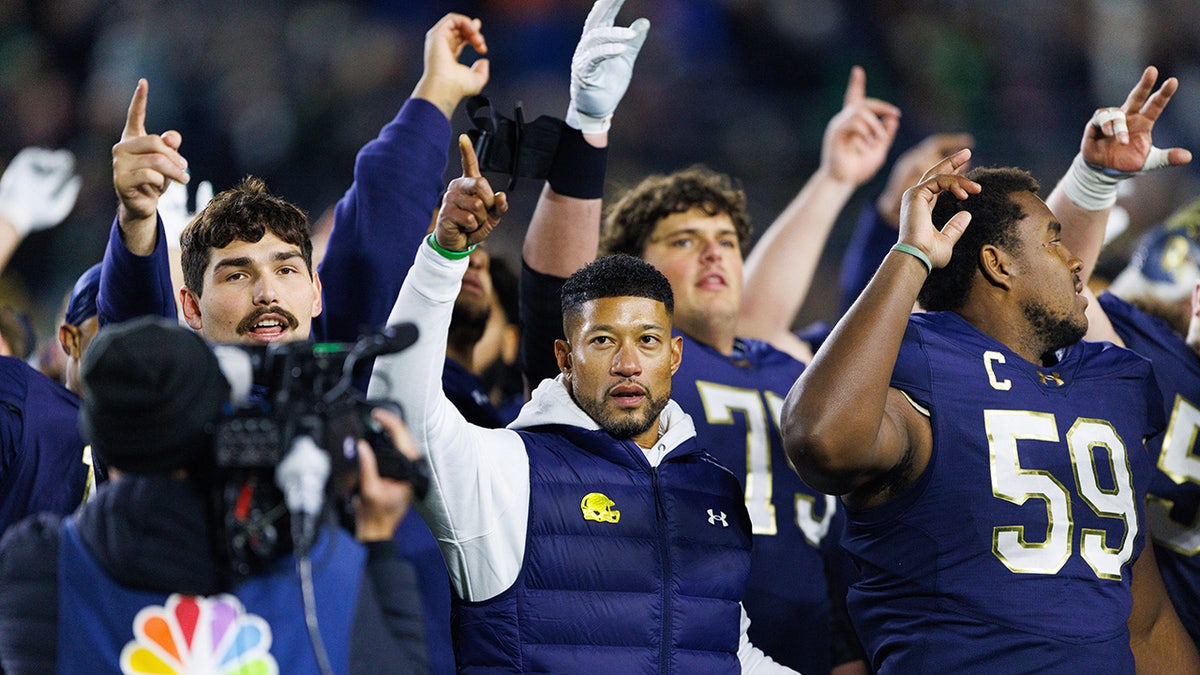 Marcus Freeman celebrates