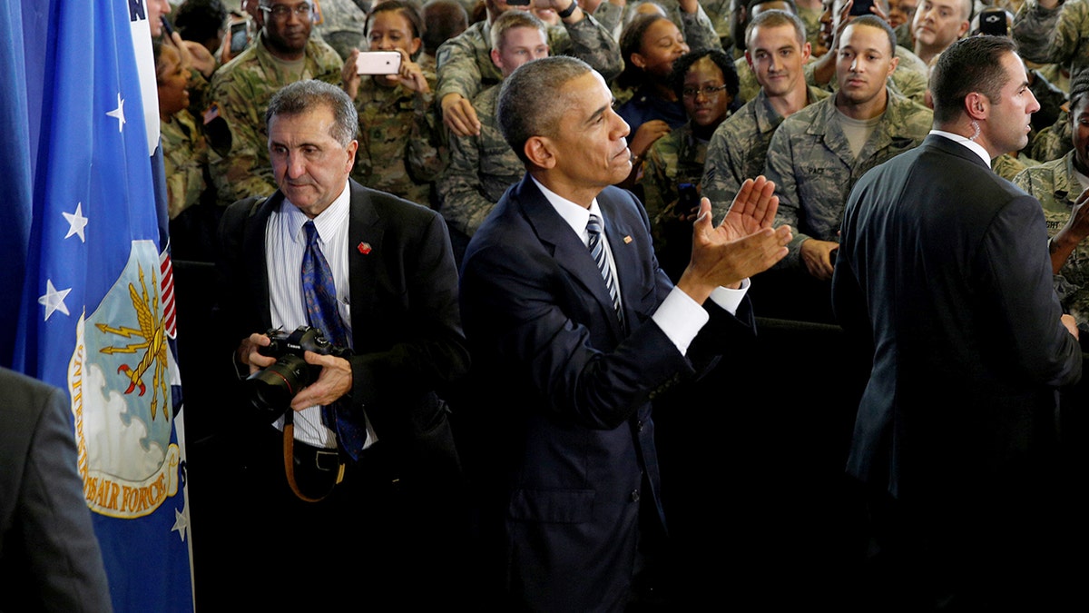 Obama on a military base