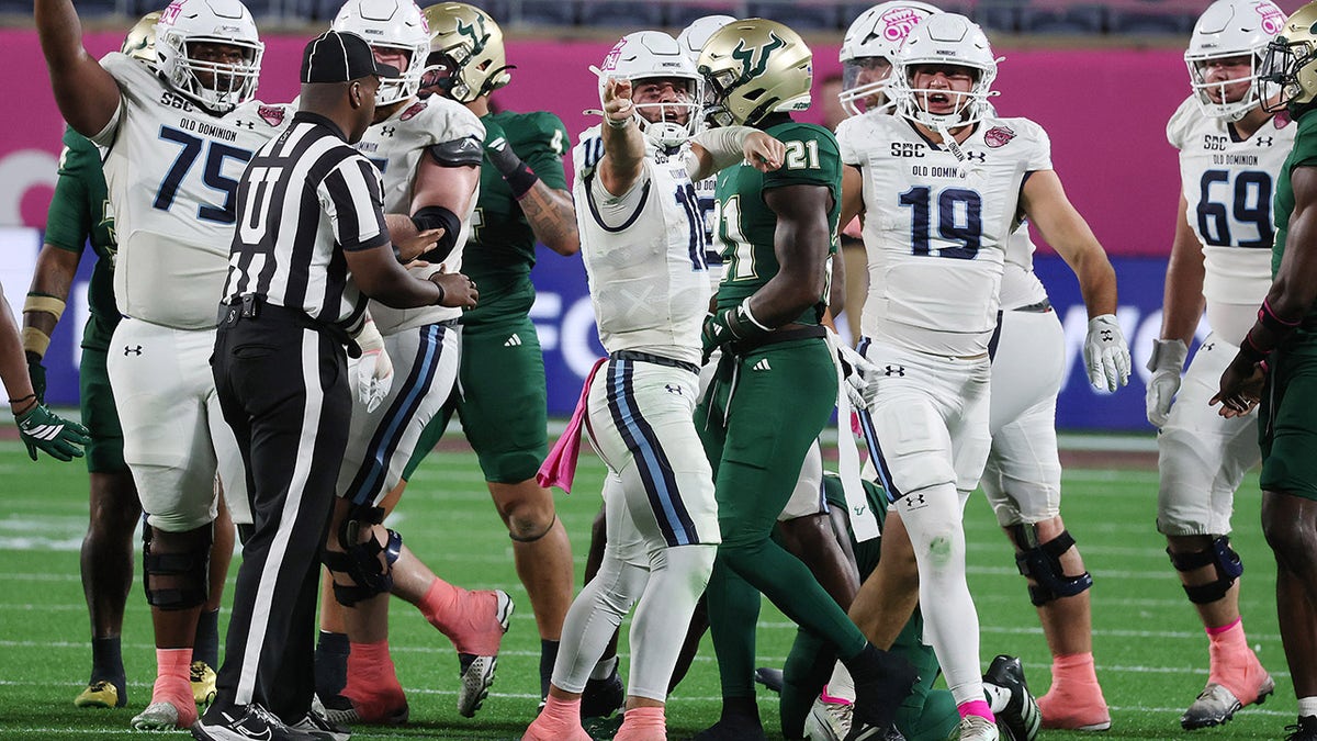 Quinn Henicle celebrates a first down