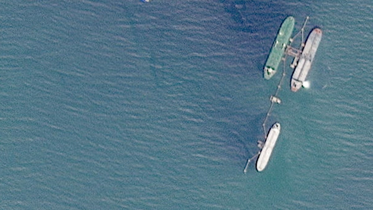 Oil tanker from satellite view