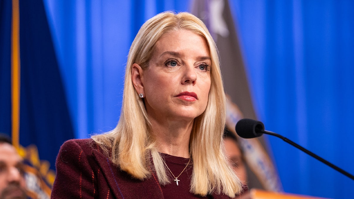 Pam Bondi speaks during a press conference