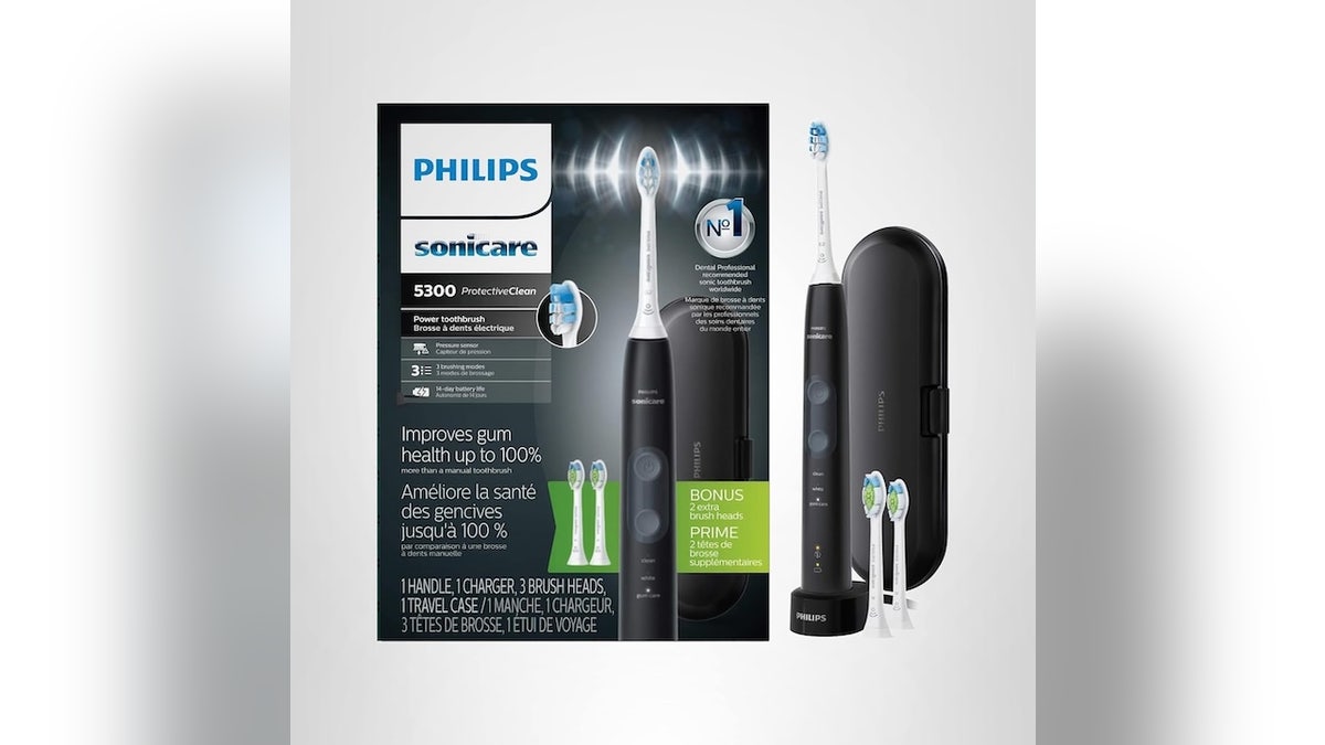 An electric toothbrush deep cleans your teeth.