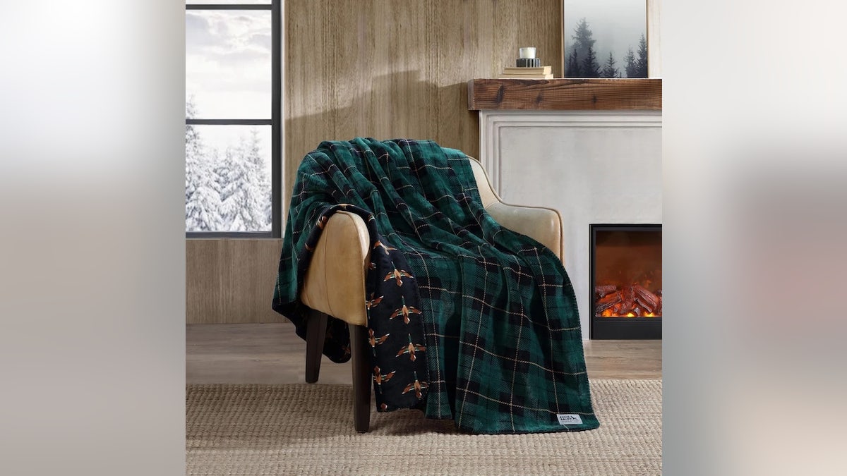 Plaid throw blankets are an easy way to decorate.