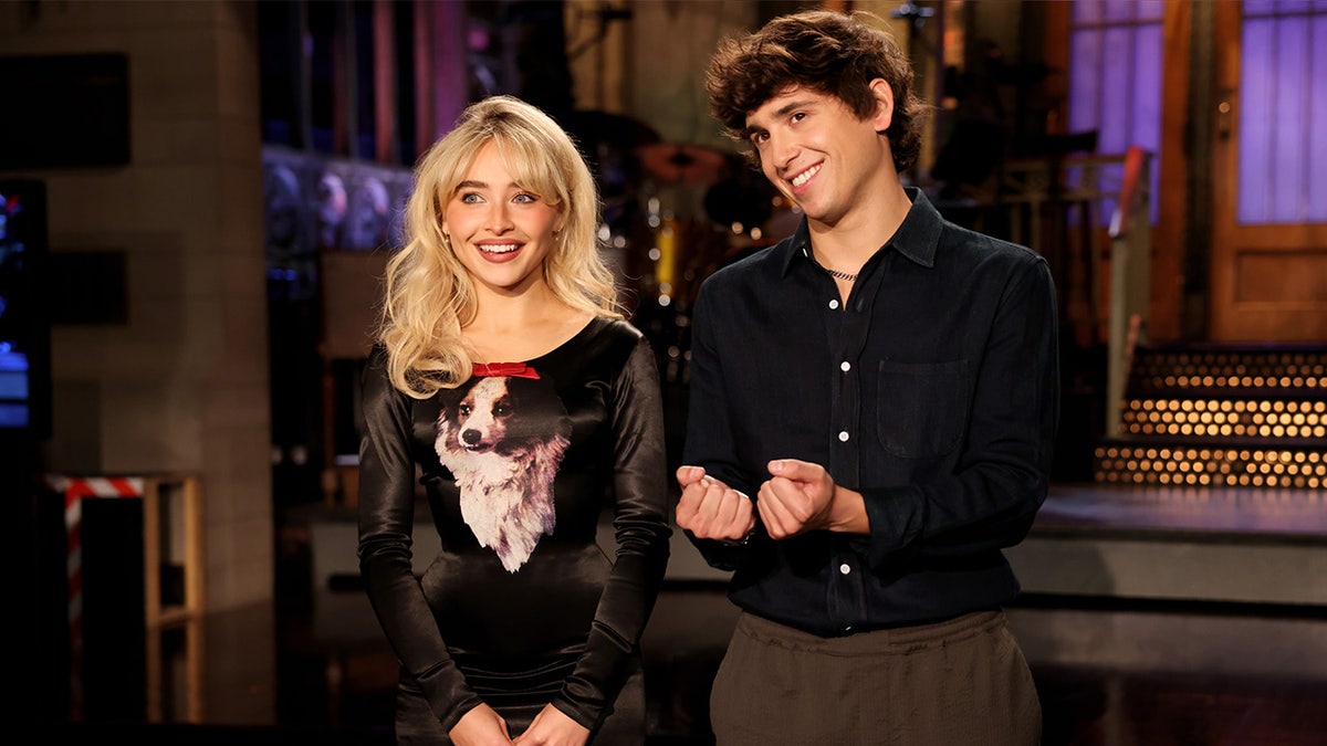 Sabrina Carpenter films SNL promo with Marcello Hernandez.