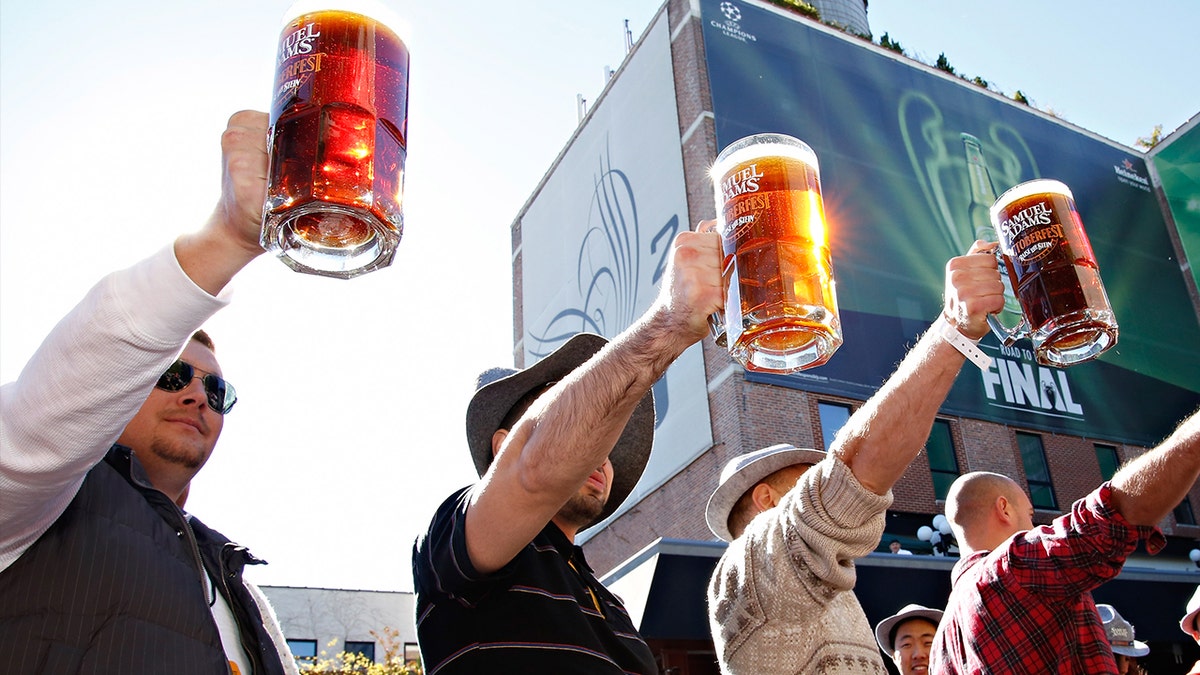 Men drinking Sam Adams beers