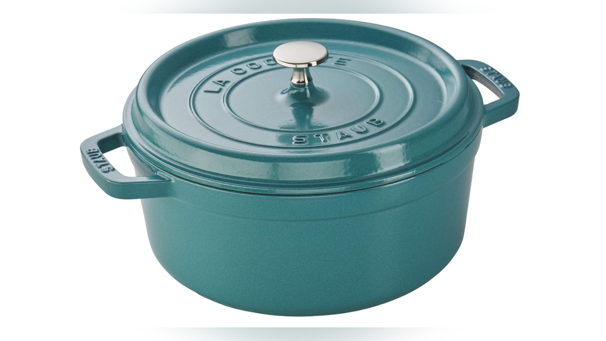 Easy to maintain, this Dutch oven makes a beautiful addition to any kitchen.