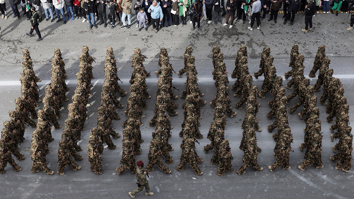 Syrian troops at parade in Damascus.