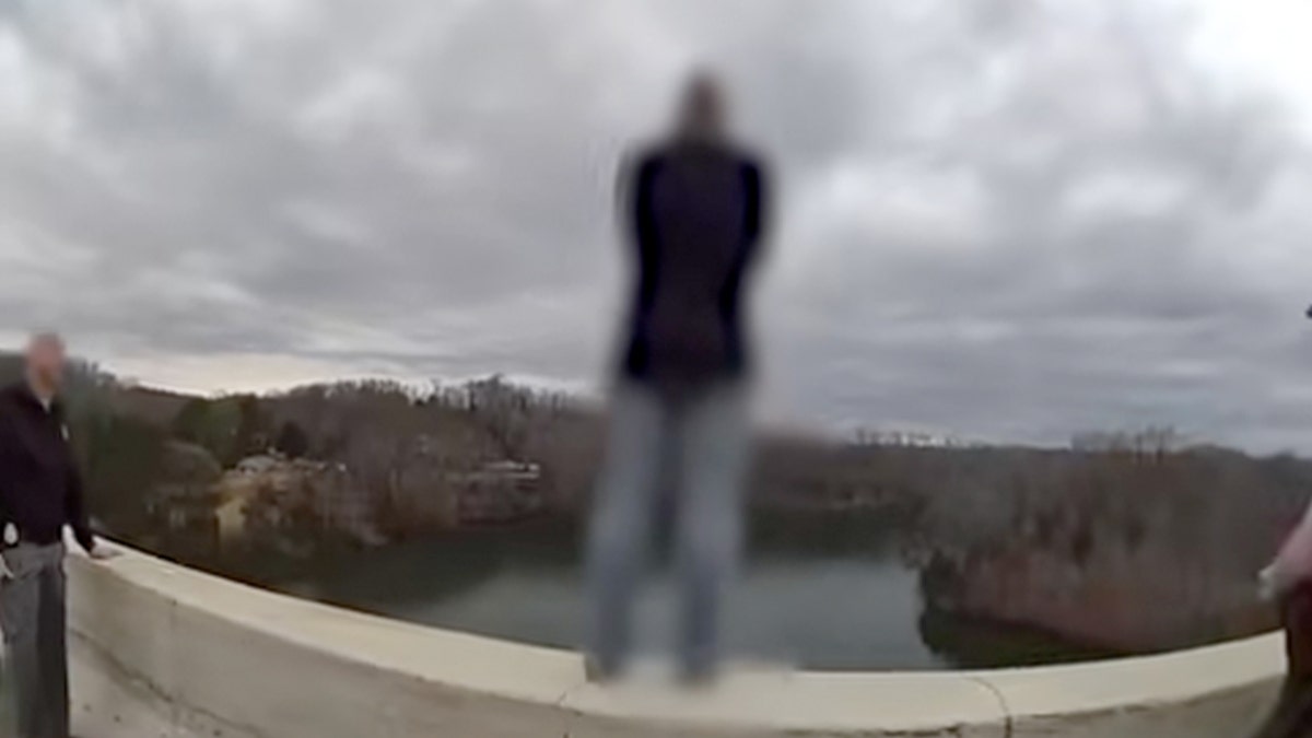 A photo of a woman who was considering jumping from a bridge in Tennessee.