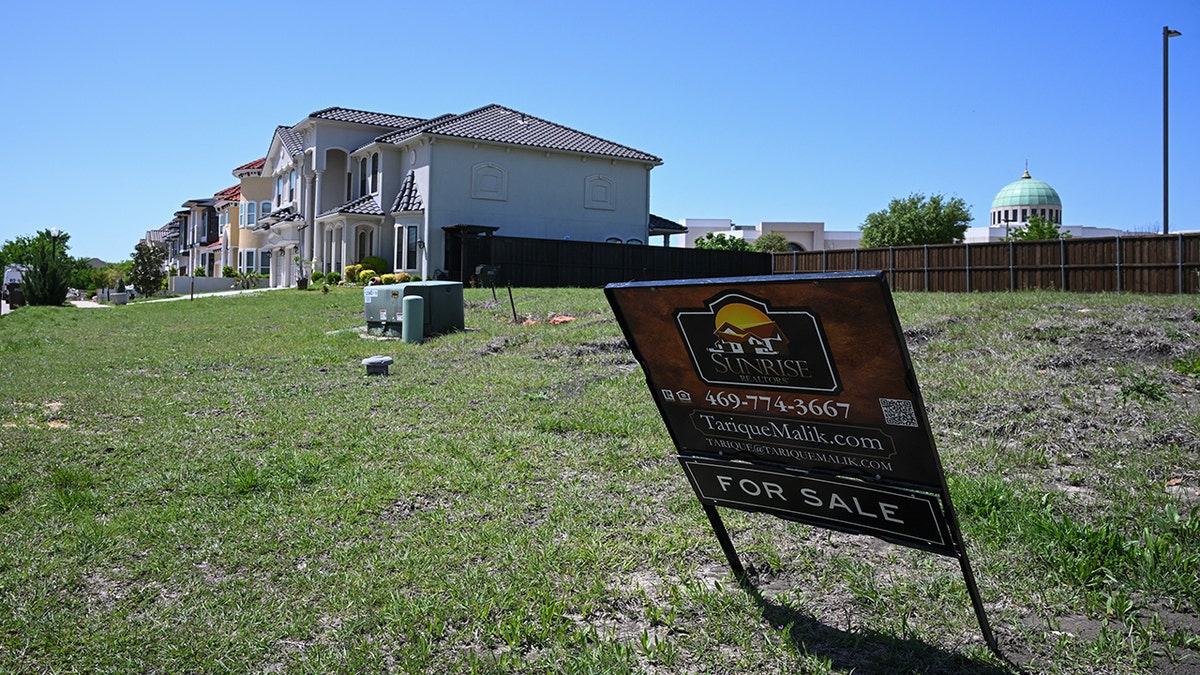 "For Sale" sign with mosque in the background in Texas