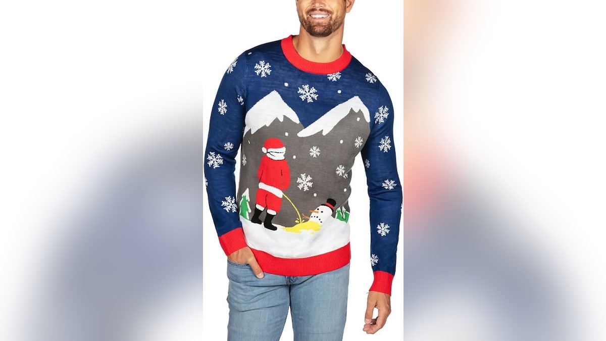 This sweater is sure to get laughs and maybe a prize at the ugly sweater contest.