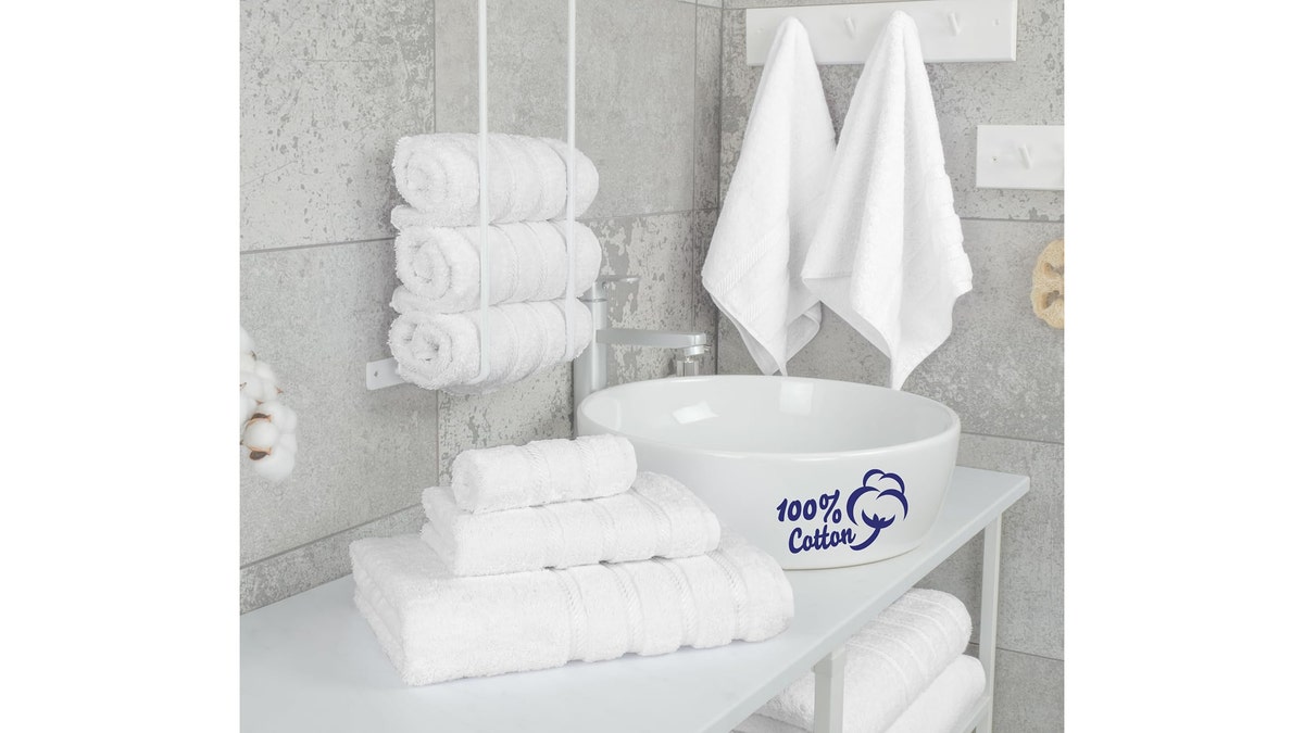 White fluffy towels add a hotel-style look to your bathroom.