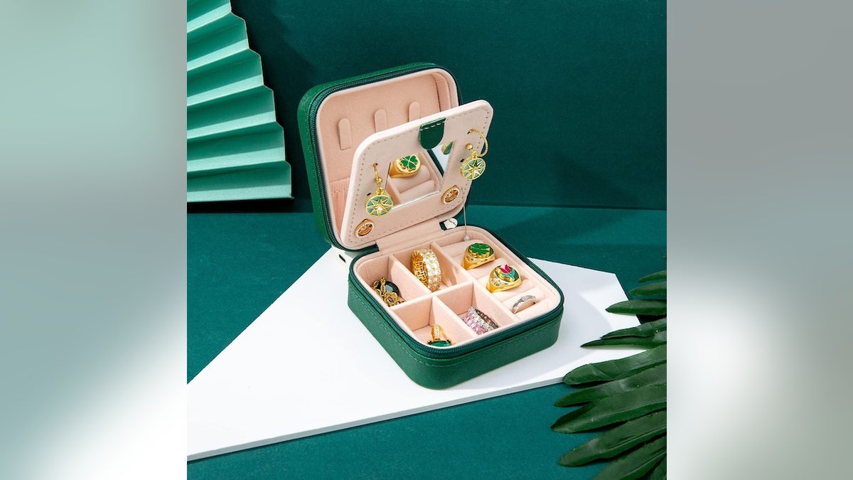 This travel-sized velvet jewelry case is small enough to slip into a stocking.  