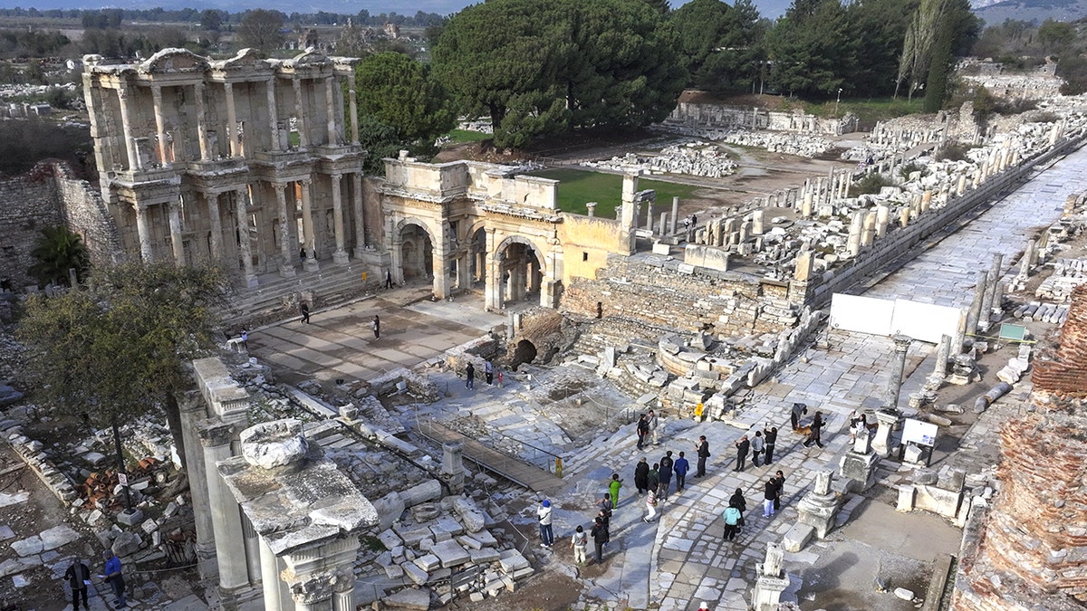 Aerial of Ephesus buildings