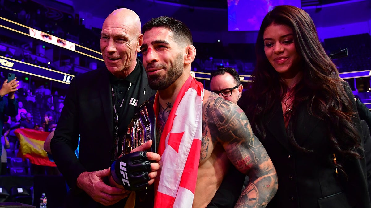 Ilia Topuria celebrates a win in 2024