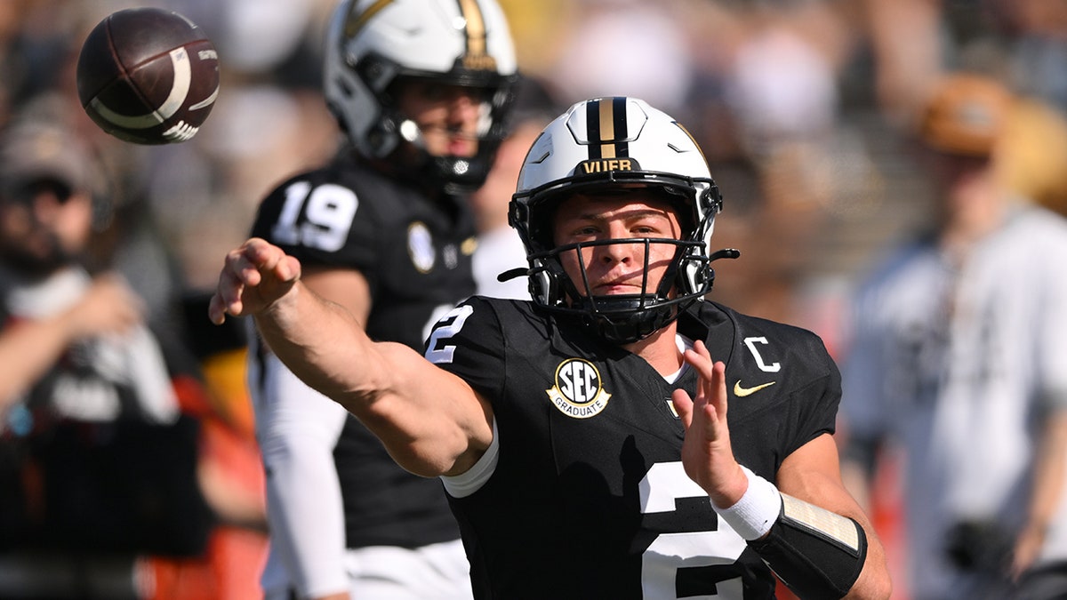 Diego Pavia warms up for Missouri game