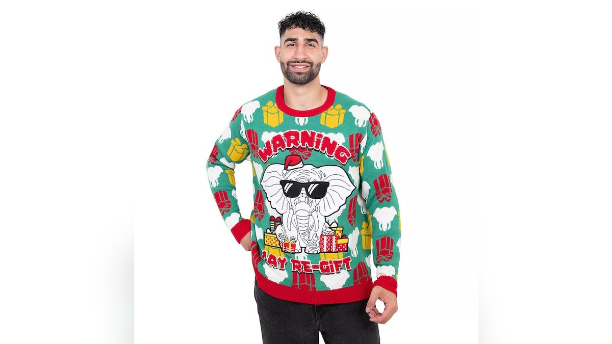 This sweater was made for gift swap parties.