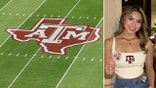 Texas A&M logo on the football field alongside a photo shared by Brianna Aguilera