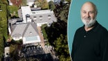 A split image of Rob Reiner and an aerial view of his house