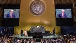 President Trump delivers speech to UNGA during his first term.
