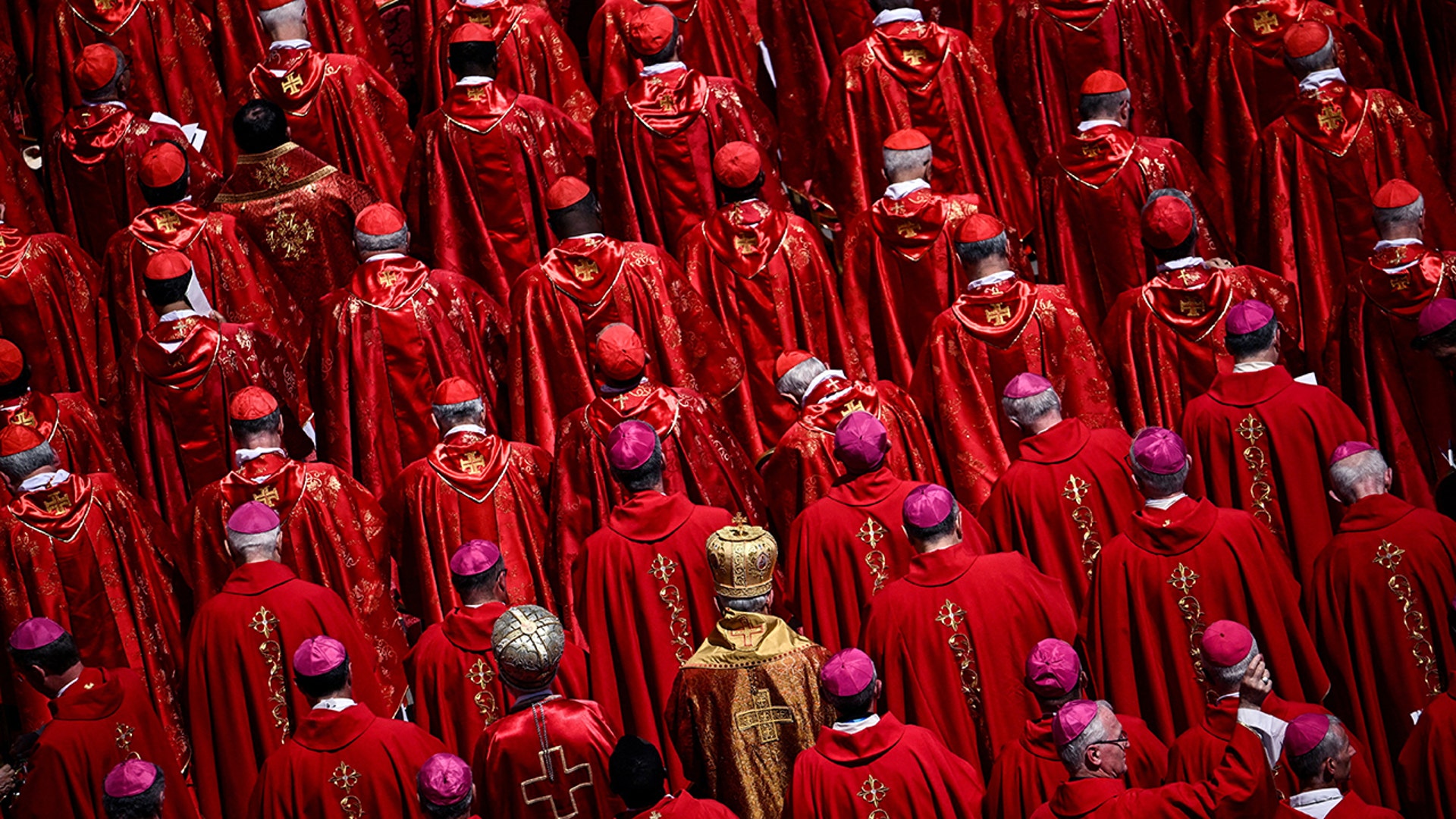 Members of the clergy attend the funeral Mass of Pope Francis