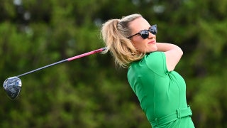Paige Spiranac hits bombs at Truist pro-am after years of being shunned, fighter jets interrupt golf & MEAT!