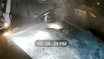 Wild video shows speeding car going airborne, ejects driver into backyard pool - Fox News