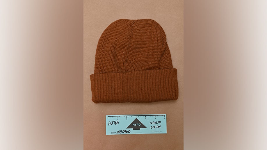 Evidence photos of Luigi Mangione's beanie from the apprehension  for UnitedHealthcare CEO Brian Thompson murder