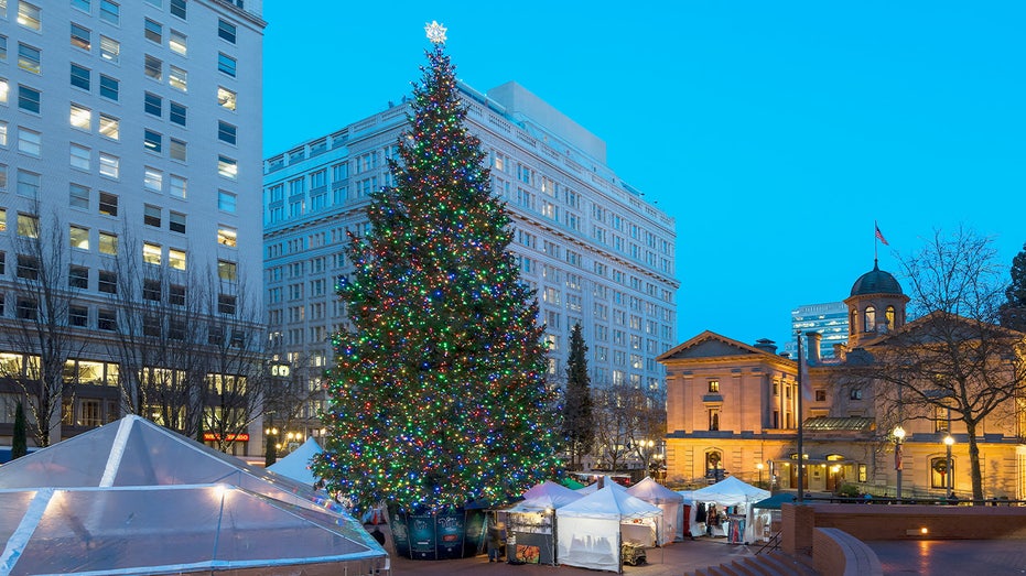 West Coast city snubs ‘Christmas’ from tree lighting again while activists wave Palestinian flag onstage