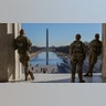 U.S. National Guard stand at the Lincoln Memorial