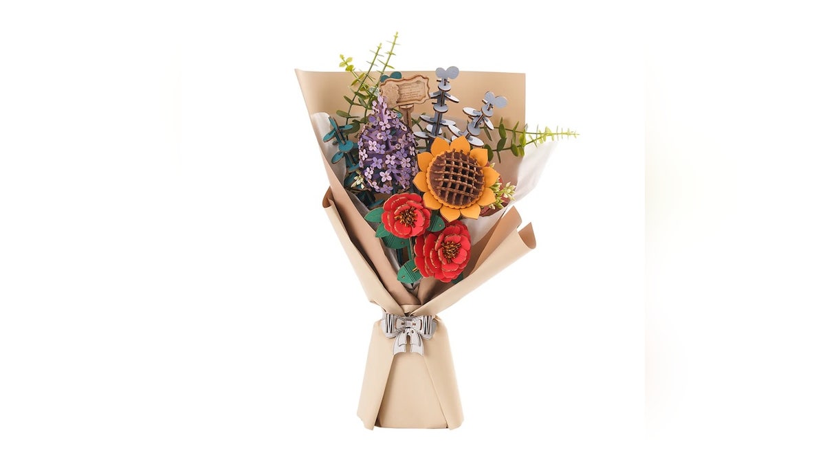 This bouquet comes with vibrant colored flowers.