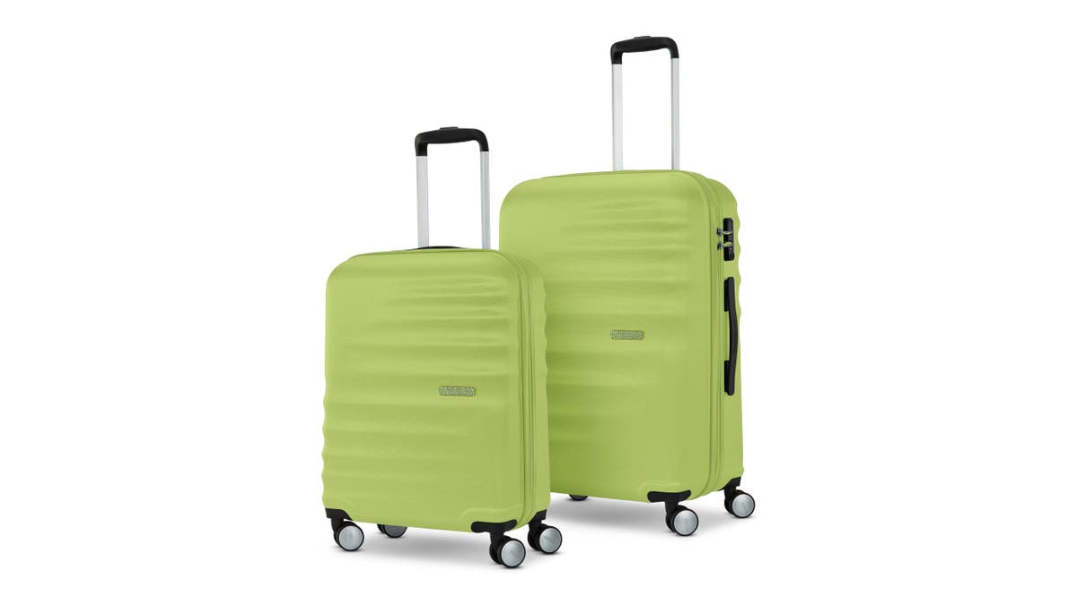 This luggage set is available in eye-catching shades.