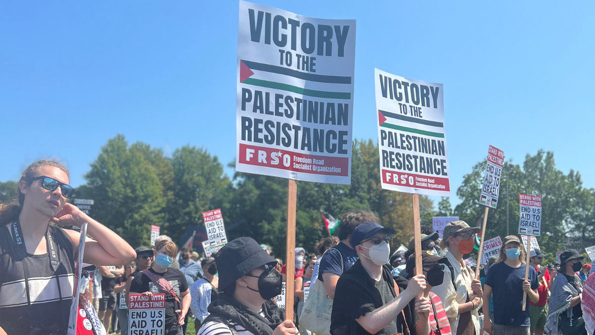 Socialists march supporting Palestinians