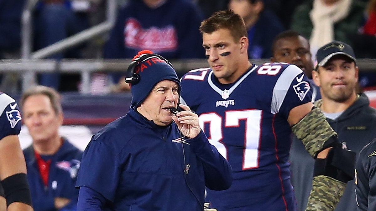 Bill Belichick and Rob Gronkowski